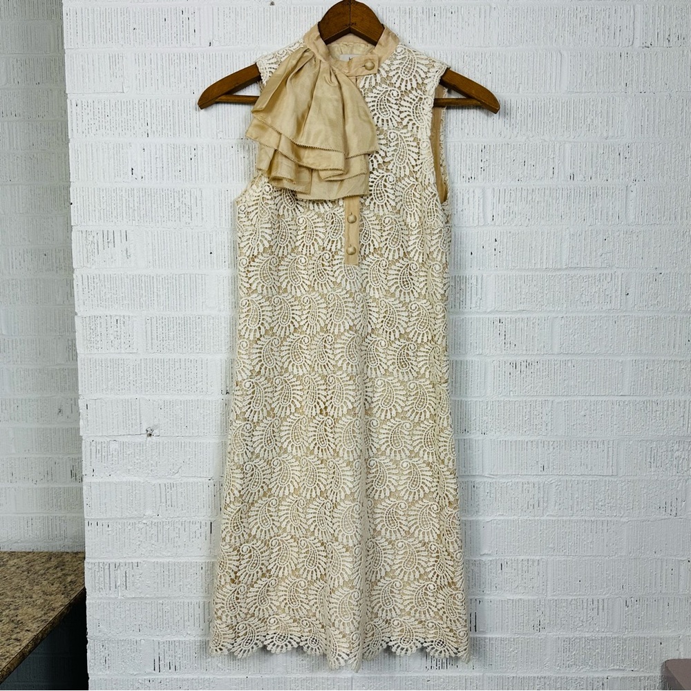 HOSS Intropia Ivory Paisley Crochet Lace Sleeveless Cocktail Dress XS/S (34)